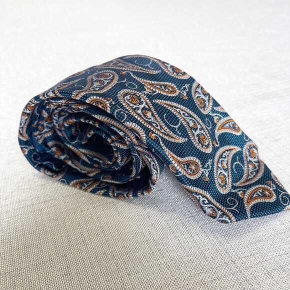 Tattersal London Blue Paisley Men’s Tie. 100% Silk - Picture 1 of 11